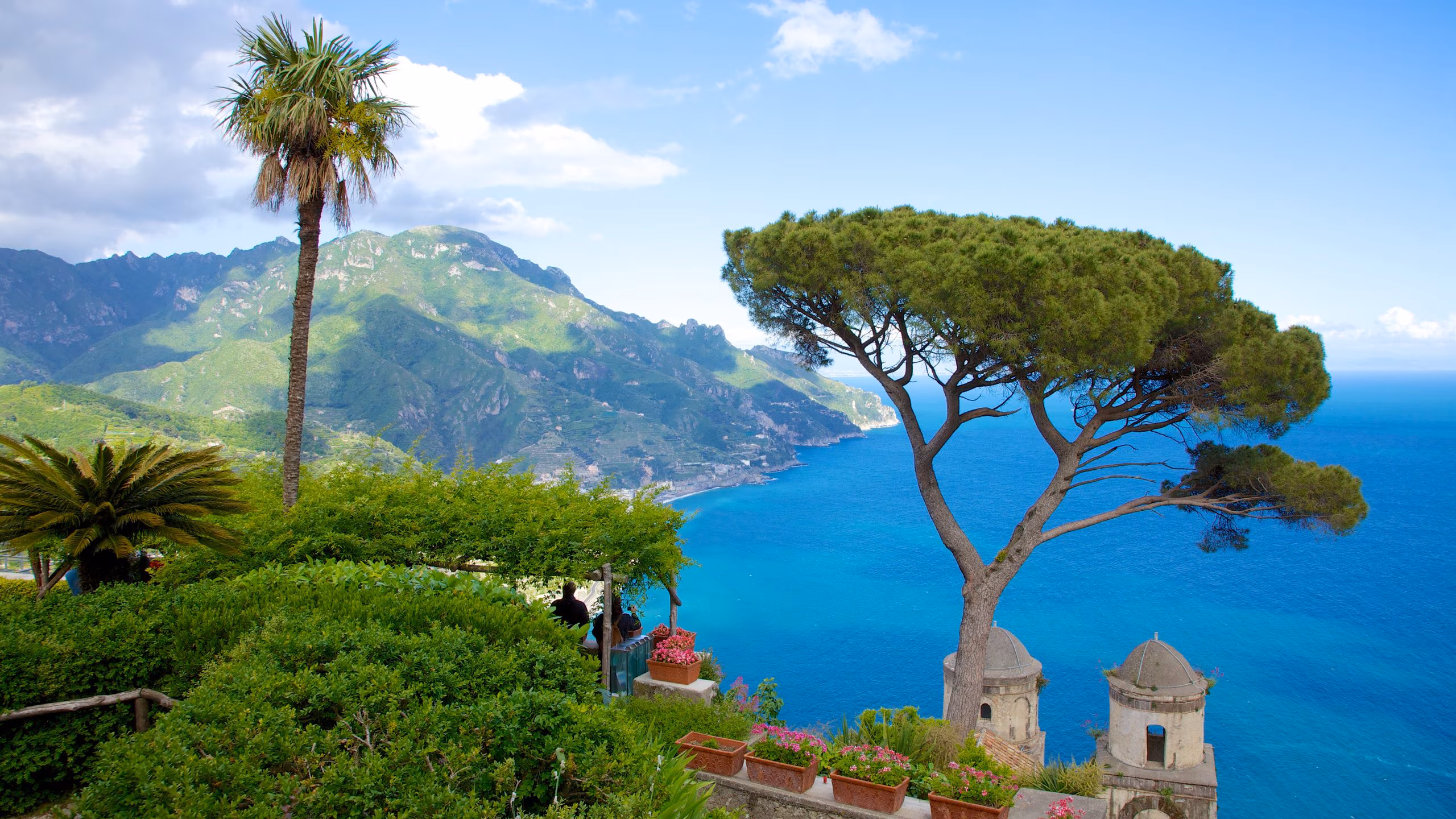 Panoramic view of Ravello with terracotta rooftops and gardens