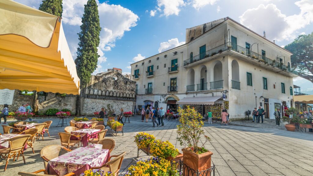 Ravello's main square with historic buildings