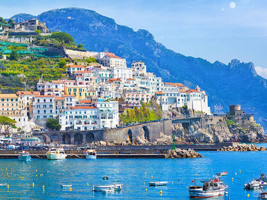 Amalfi with its cathedral and the coastline